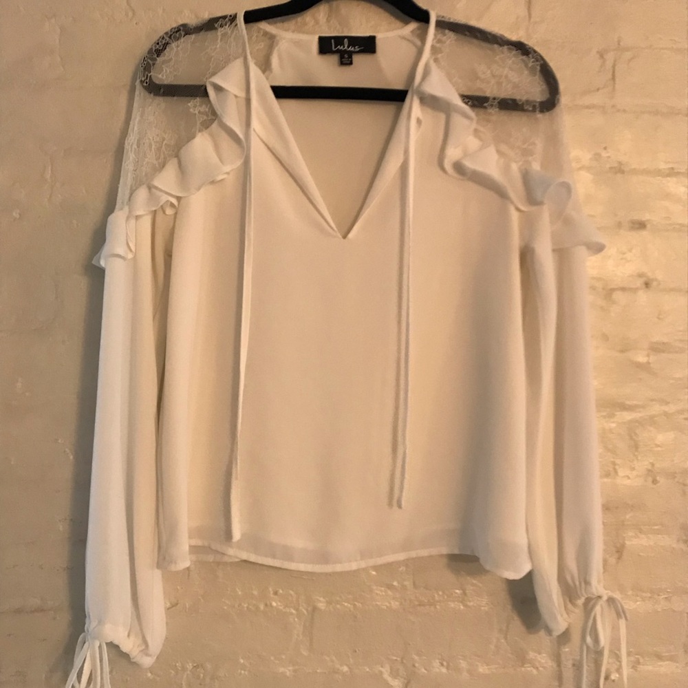 Lulus White Lace Blouse